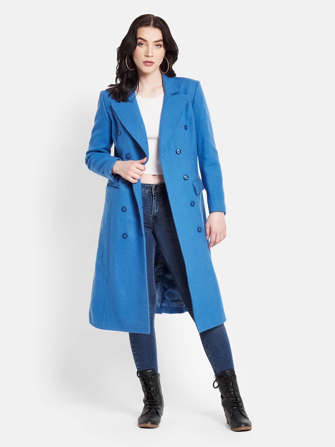 Blue longline coat
