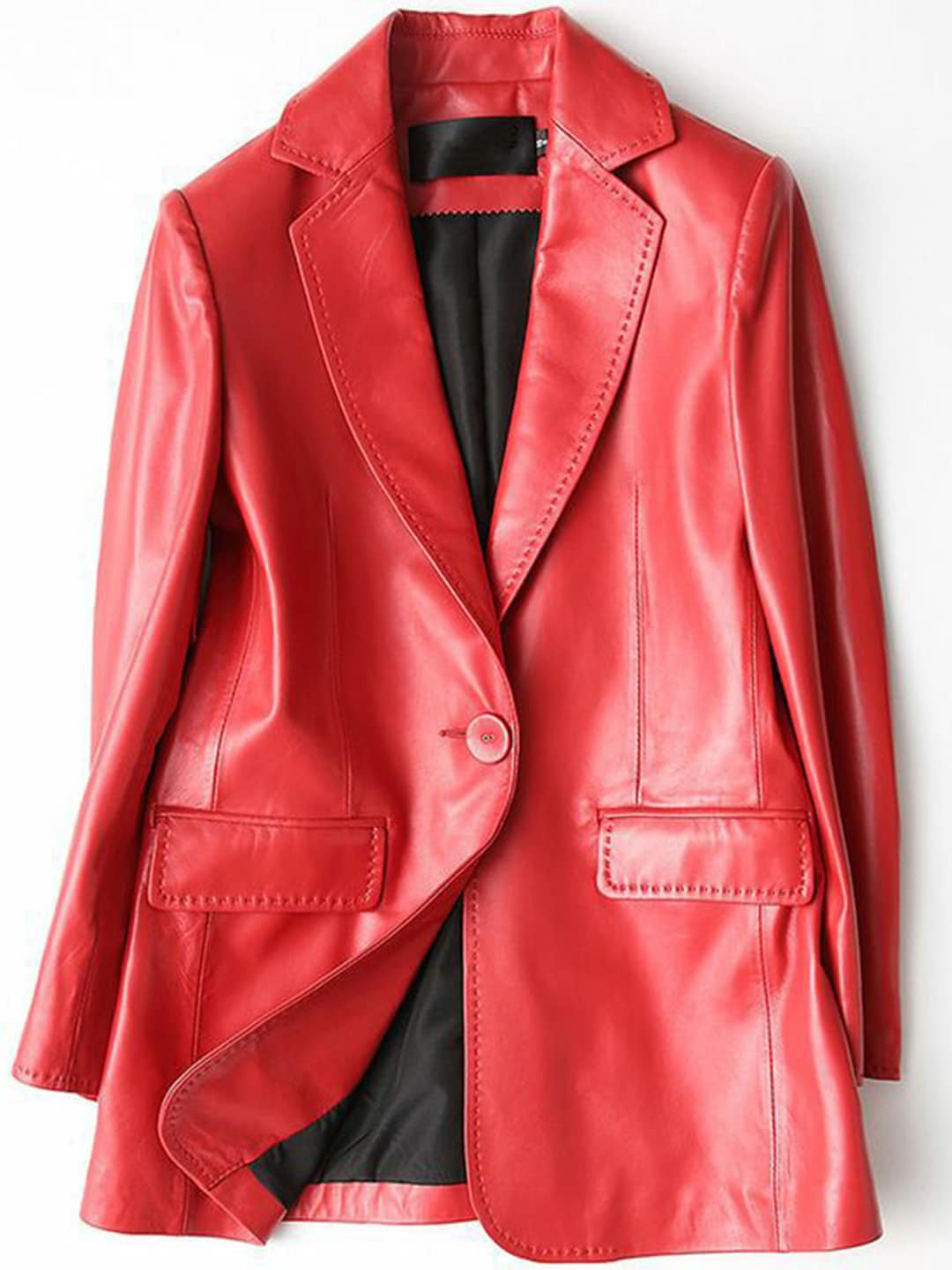 Red leather blazer